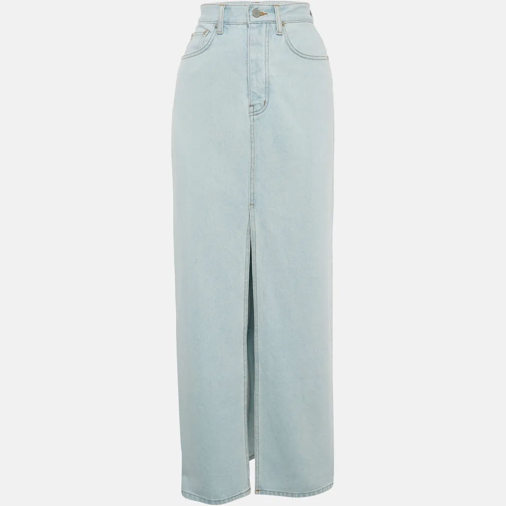The Frankie Shop Blue Denim Slit Detail Maxi Skirt S
